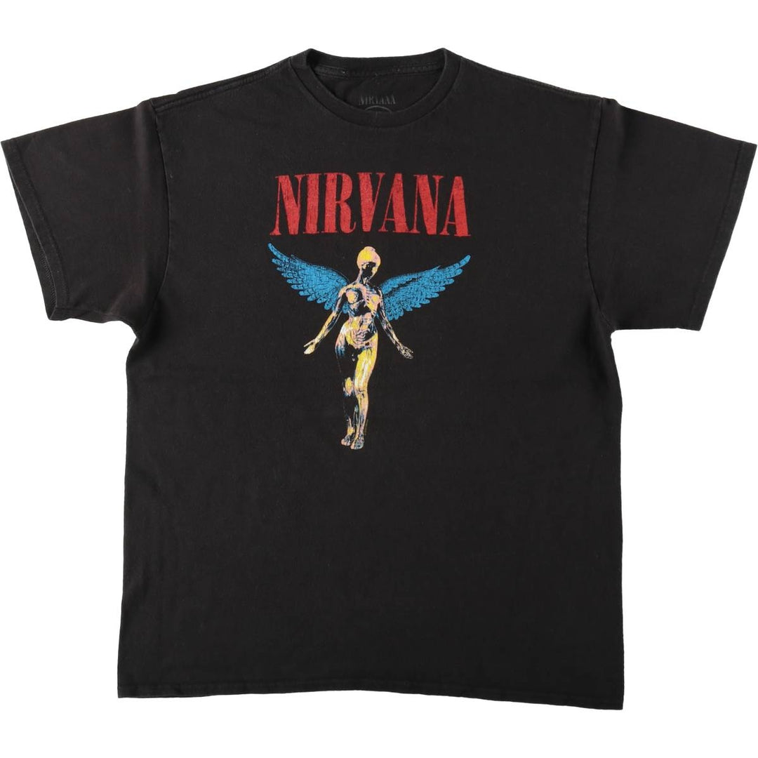 NIRVANA Nirvana Band T-shirt, Band T, Men's L size cotton black type Vintage Second Hand