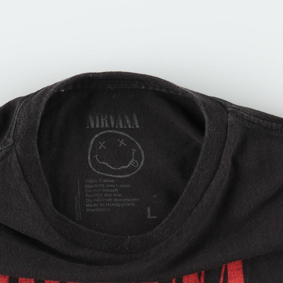 NIRVANA Nirvana Band T-shirt, Band T, Men's L size cotton black type Vintage Second Hand