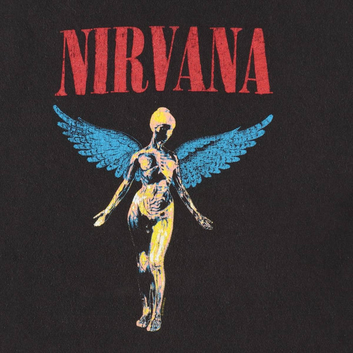 NIRVANA Nirvana Band T-shirt, Band T, Men's L size cotton black type Vintage Second Hand