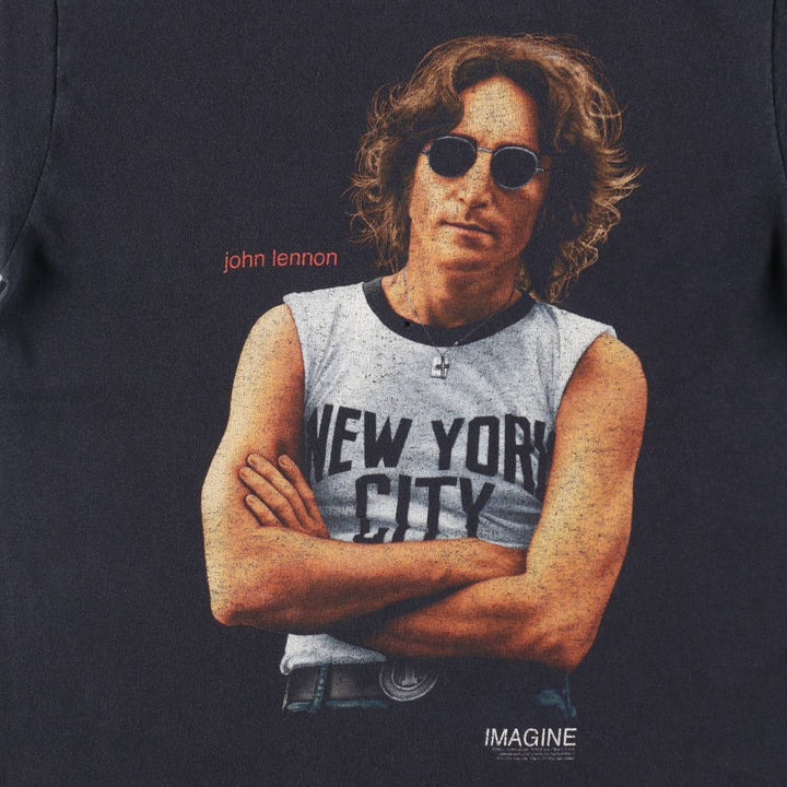 2000'S John Lennon Band T-shirt, Men's Size L (approx.) unclear black type Vintage Second Hand