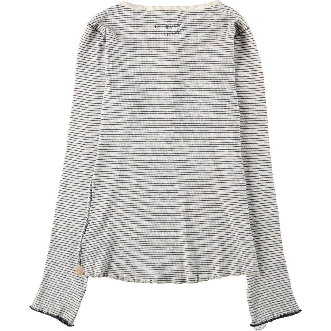 Scotch & Soda SCOTCH R'BELLE Border Pattern Henley Neck Long T-Shirt (Women's Size S) cotton white type Vintage Second Hand