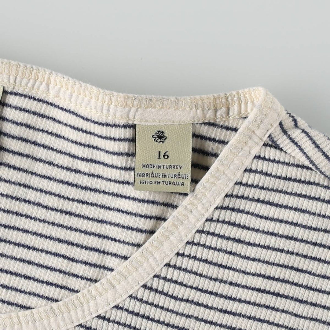 Scotch & Soda SCOTCH R'BELLE Border Pattern Henley Neck Long T-Shirt (Women's Size S) cotton white type Vintage Second Hand