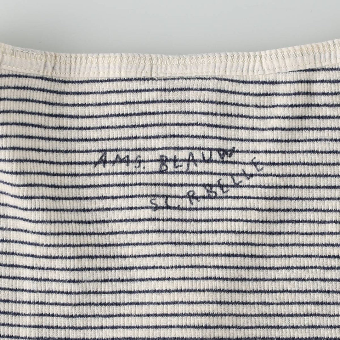Scotch & Soda SCOTCH R'BELLE Border Pattern Henley Neck Long T-Shirt (Women's Size S) cotton white type Vintage Second Hand