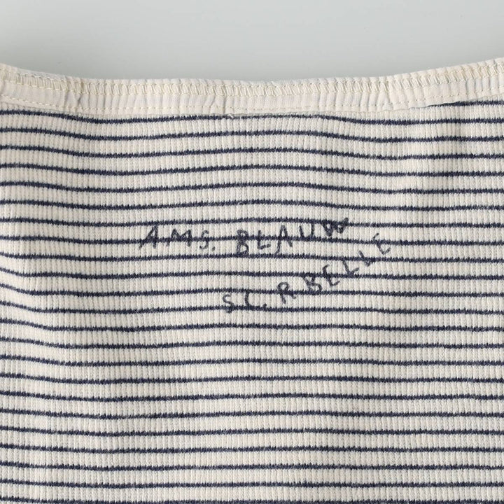 Scotch & Soda SCOTCH R'BELLE Border Pattern Henley Neck Long T-Shirt (Women's Size S) cotton white type Vintage Second Hand