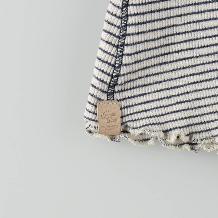 Scotch & Soda SCOTCH R'BELLE Border Pattern Henley Neck Long T-Shirt (Women's Size S) cotton white type Vintage Second Hand