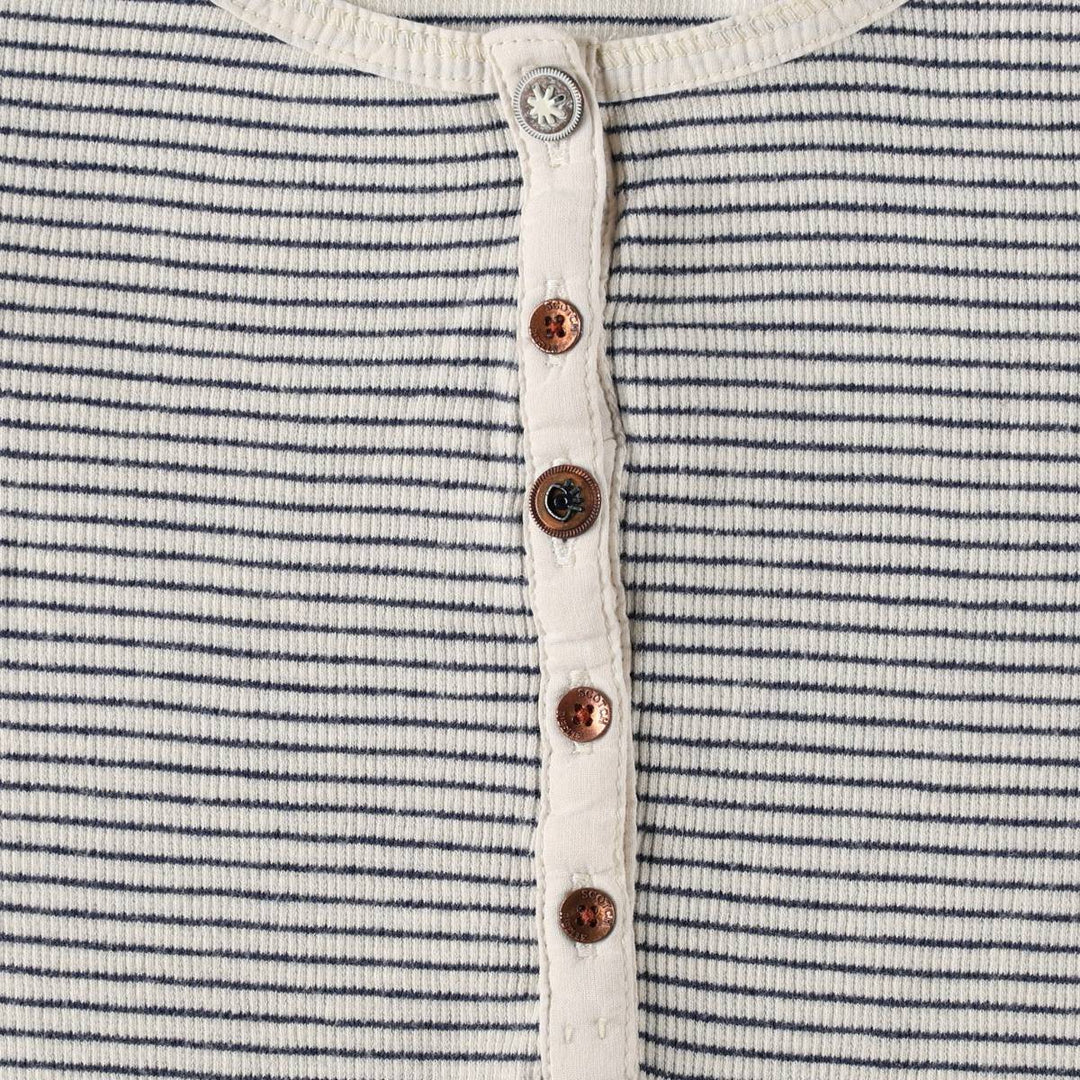 Scotch & Soda SCOTCH R'BELLE Border Pattern Henley Neck Long T-Shirt (Women's Size S) cotton white type Vintage Second Hand