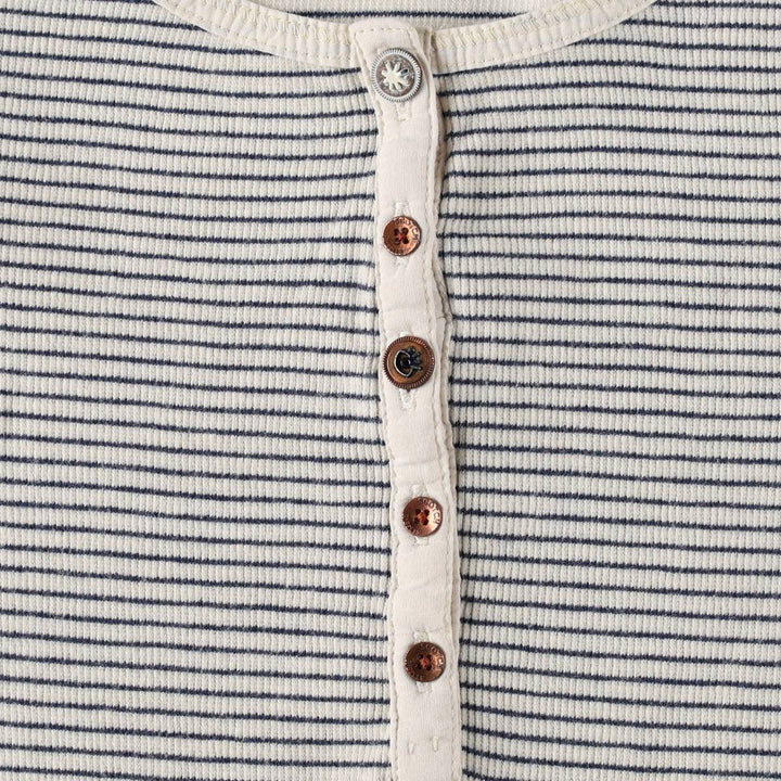 Scotch & Soda SCOTCH R'BELLE Border Pattern Henley Neck Long T-Shirt (Women's Size S) cotton white type Vintage Second Hand