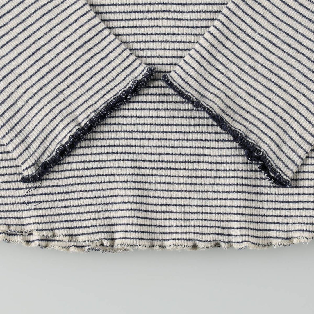 Scotch & Soda SCOTCH R'BELLE Border Pattern Henley Neck Long T-Shirt (Women's Size S) cotton white type Vintage Second Hand