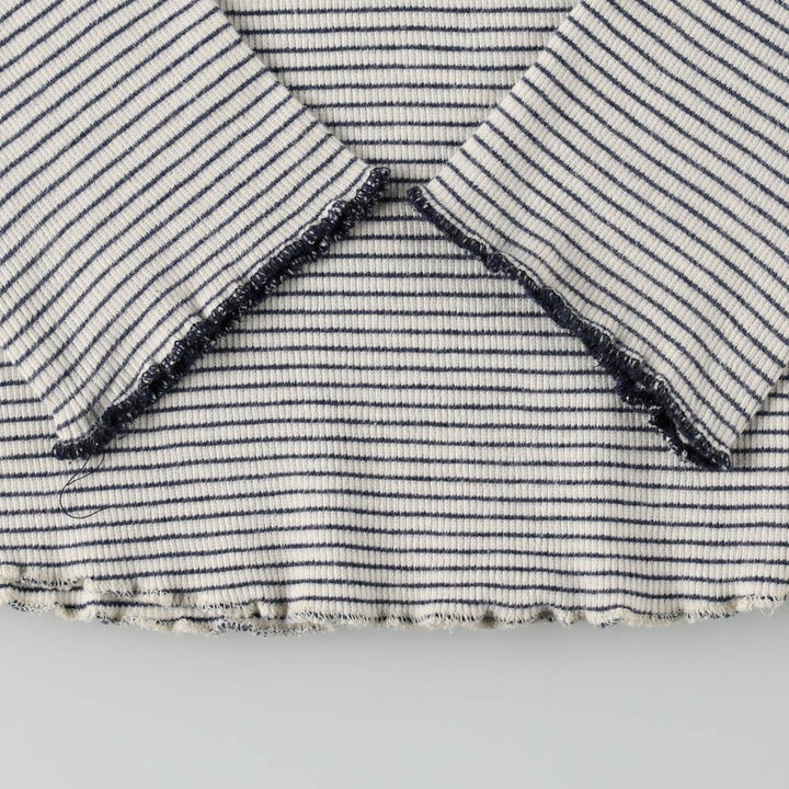 Scotch & Soda SCOTCH R'BELLE Border Pattern Henley Neck Long T-Shirt (Women's Size S) cotton white type Vintage Second Hand