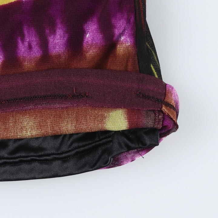CLEO all-over print ballet neck shirred long-sleeved sheer blouse, women's size S (equivalent) unclear bordeaux Vintage Second Hand