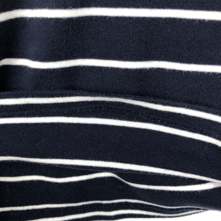 Ralph Lauren POLO RALPH LAUREN Striped Pattern U-Neck Long-Sleeve T-Shirt (Women's Size M) cotton navy blue type Vintage Second Hand