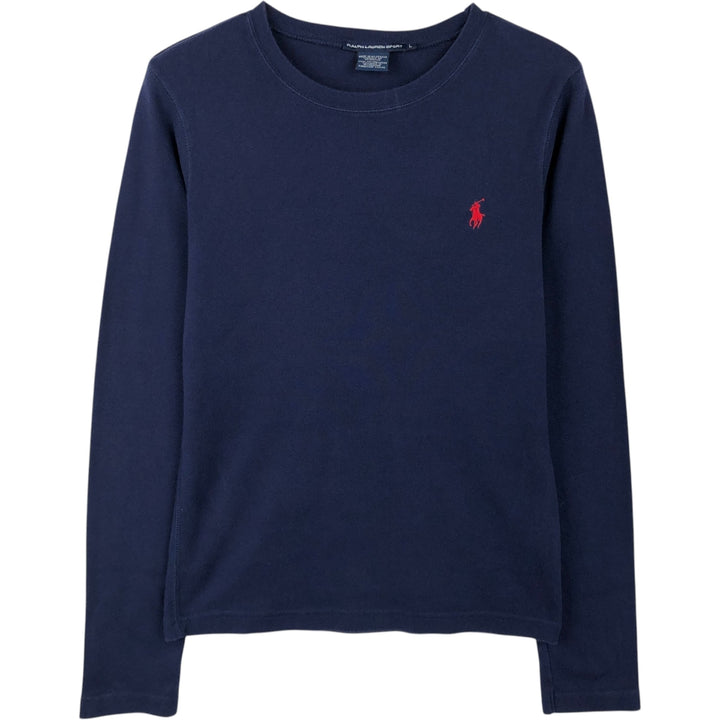 Ralph Lauren RALPH LAUREN SPORT Long T-shirt Long T Women's L size cotton navy blue type Vintage Second Hand