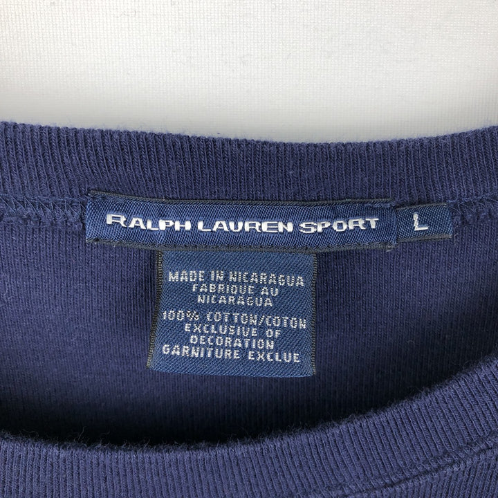Ralph Lauren RALPH LAUREN SPORT Long T-shirt Long T Women's L size cotton navy blue type Vintage Second Hand