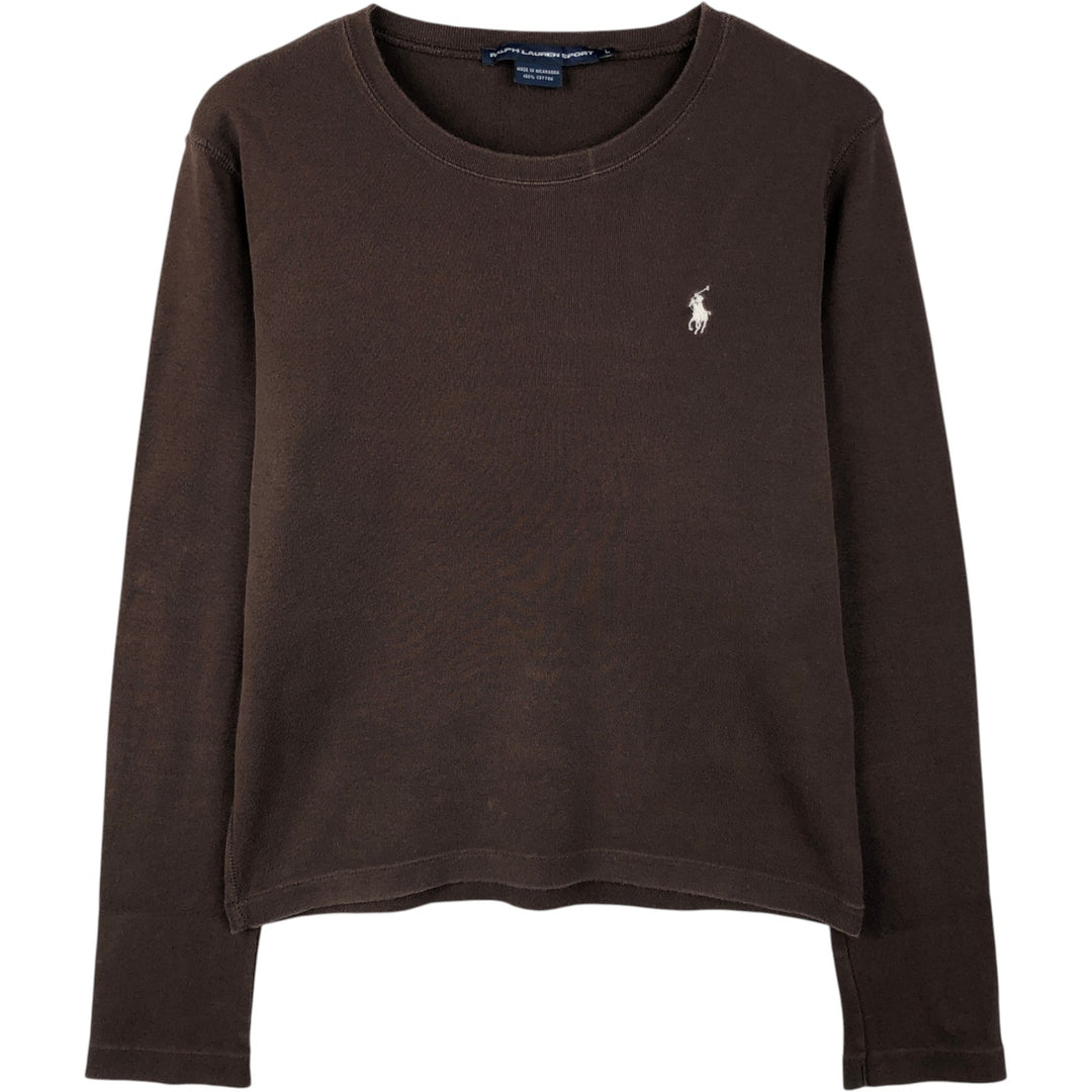 Ralph Lauren RALPH LAUREN SPORT Long T-shirt Long T Women's L size cotton brown type Vintage Second Hand