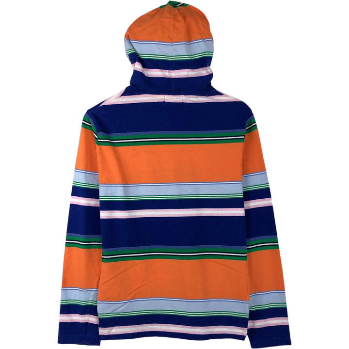 Ralph Lauren POLO RALPH LAUREN CLASSIC FIT Multi-stripe Hooded Long-Sleeve T-Shirt (Women's Size S) cotton orange type Vintage Second Hand