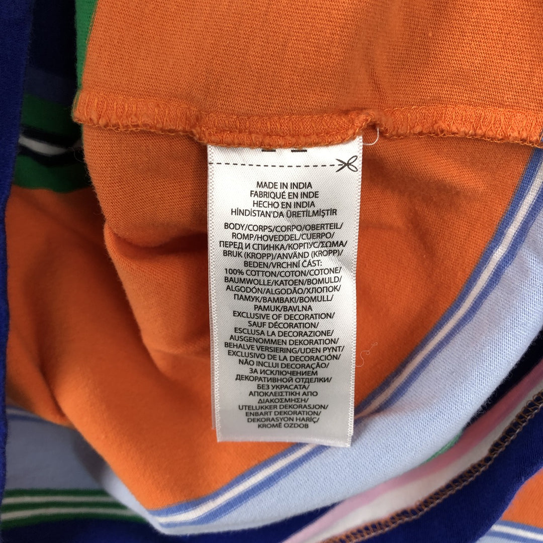 Ralph Lauren POLO RALPH LAUREN CLASSIC FIT Multi-stripe Hooded Long-Sleeve T-Shirt (Women's Size S) cotton orange type Vintage Second Hand