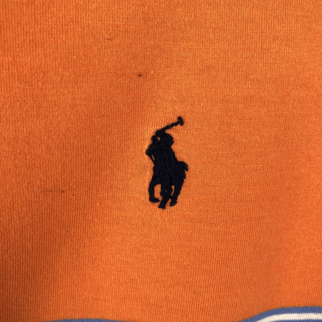 Ralph Lauren POLO RALPH LAUREN CLASSIC FIT Multi-stripe Hooded Long-Sleeve T-Shirt (Women's Size S) cotton orange type Vintage Second Hand