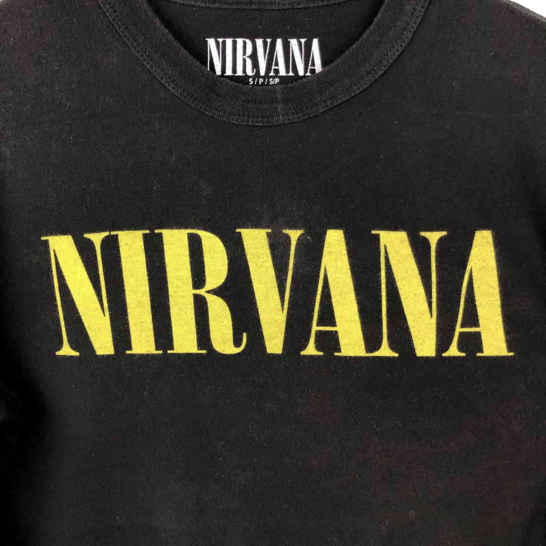 NIRVANA Long-Sleeve Band T-Shirt (Women's Size S) cotton black type Vintage Second Hand