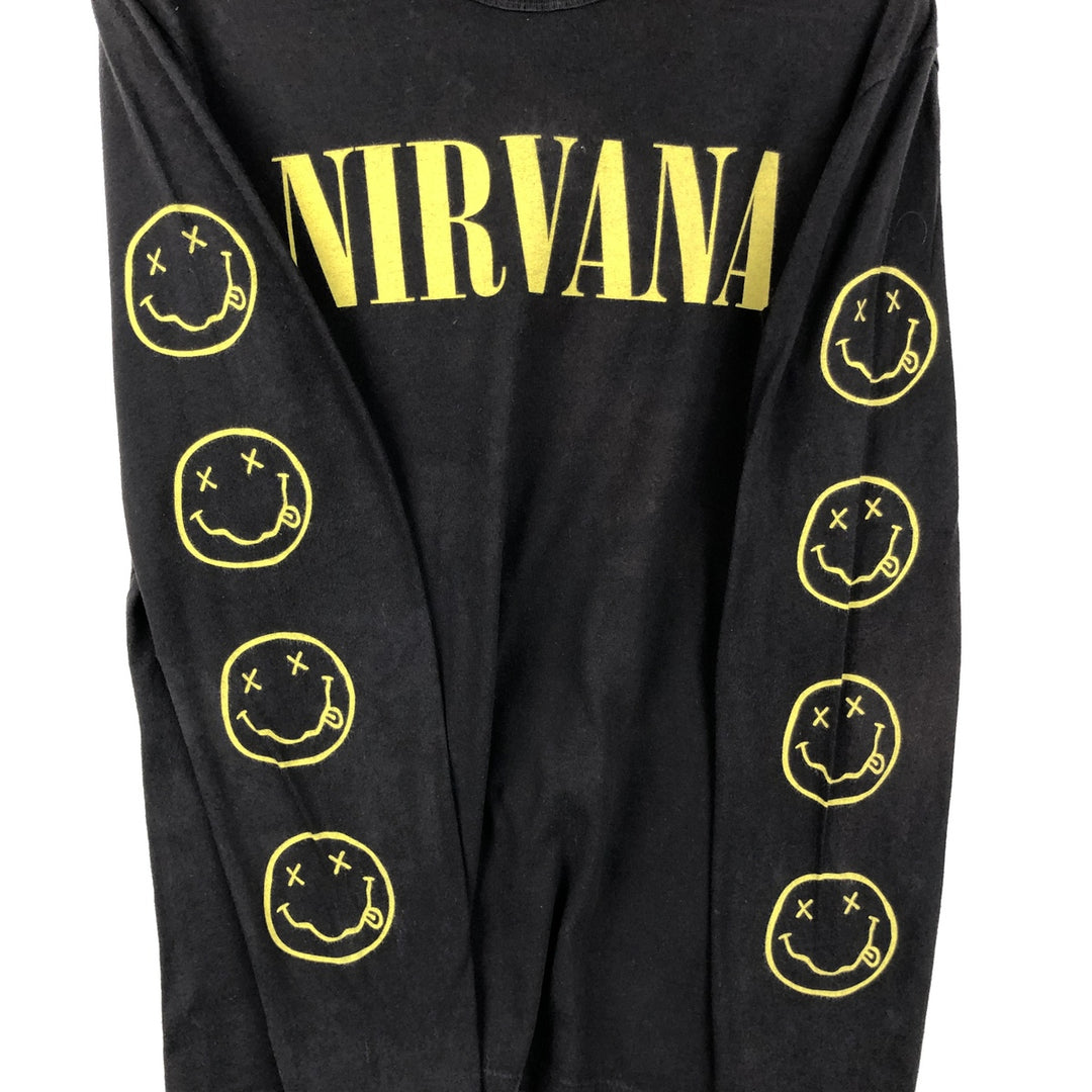 NIRVANA Long-Sleeve Band T-Shirt (Women's Size S) cotton black type Vintage Second Hand