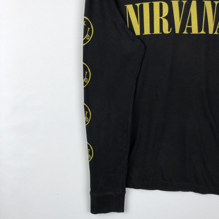 NIRVANA Long-Sleeve Band T-Shirt (Women's Size S) cotton black type Vintage Second Hand