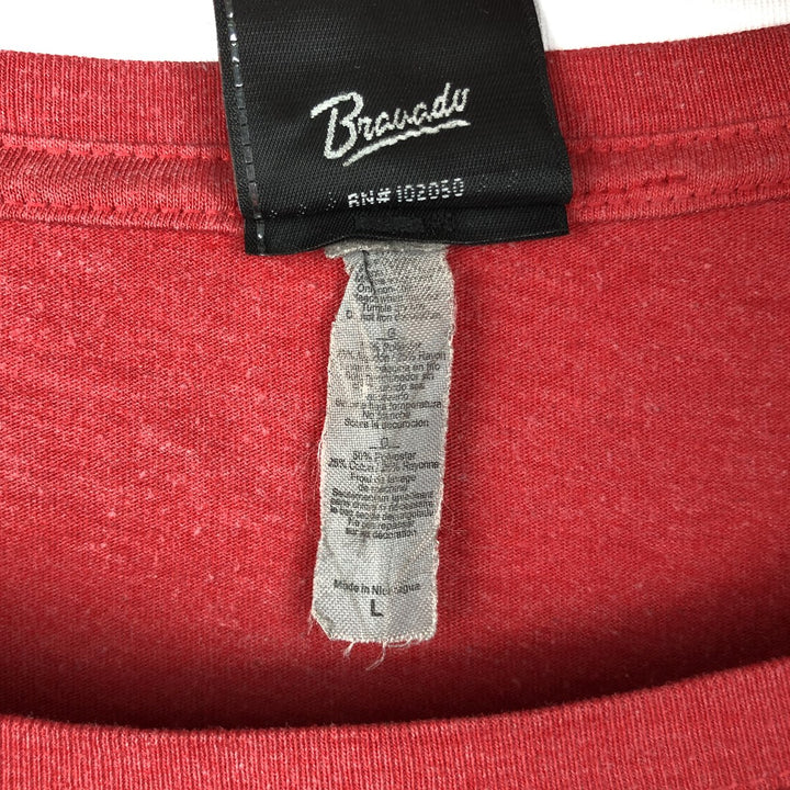 Harley-Davidson U-neck long-sleeved T-shirt with rhinestones (women's size L equivalent) polyester red type Vintage Second Hand