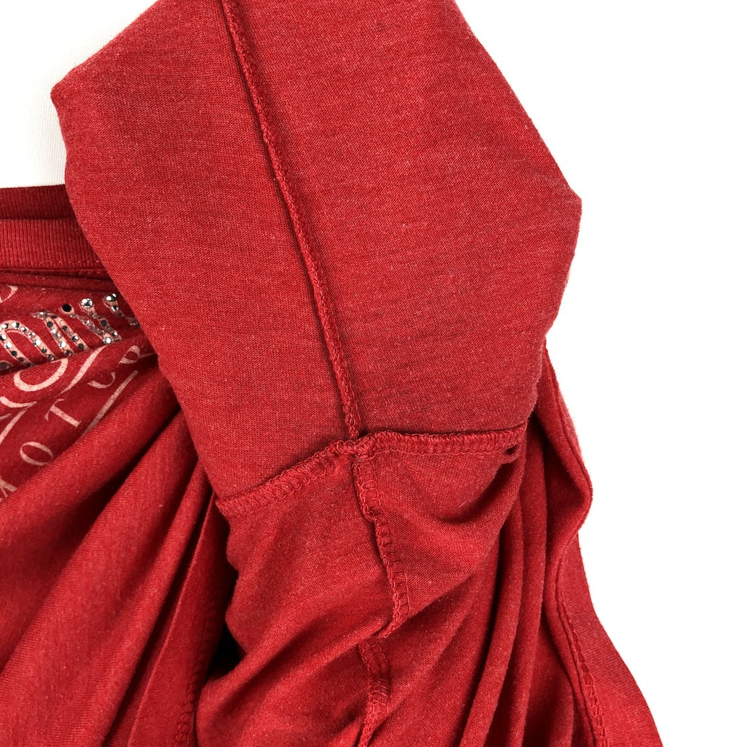 Harley-Davidson U-neck long-sleeved T-shirt with rhinestones (women's size L equivalent) polyester red type Vintage Second Hand