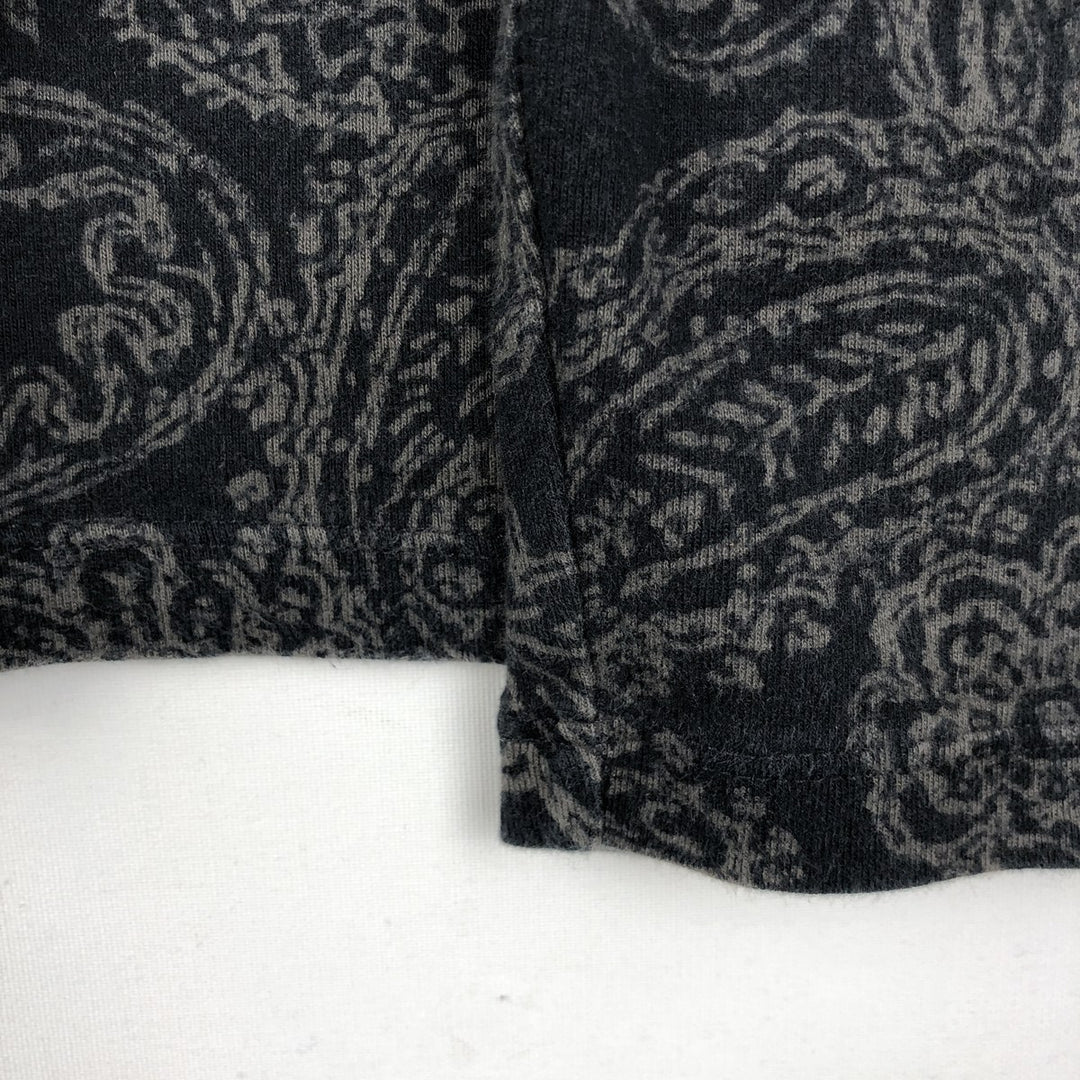 Ralph Lauren LAUREN Long-Sleeve T-Shirt with All-Over Floral and Paisley Pattern (Women's Size L) cotton black type Vintage Second Hand