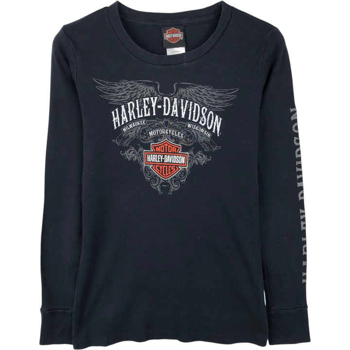 Harley-Davidson Long Sleeve T-Shirt for Women (Size XS) cotton black type Vintage Second Hand