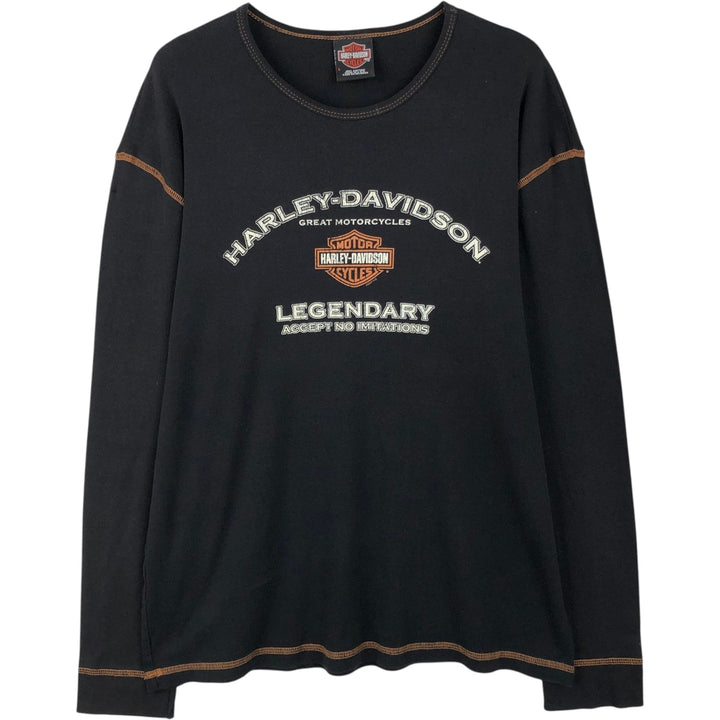 00'S Harley-Davidson Pin-up Girl Long Sleeve T-Shirt Made in USA Men's L size cotton black type Vintage Second Hand
