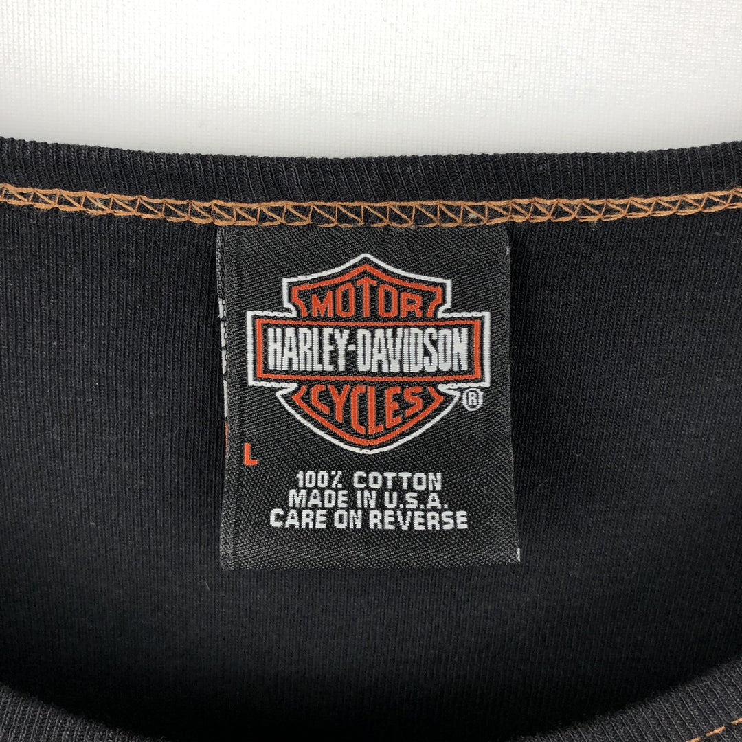 00'S Harley-Davidson Pin-up Girl Long Sleeve T-Shirt Made in USA Men's L size cotton black type Vintage Second Hand