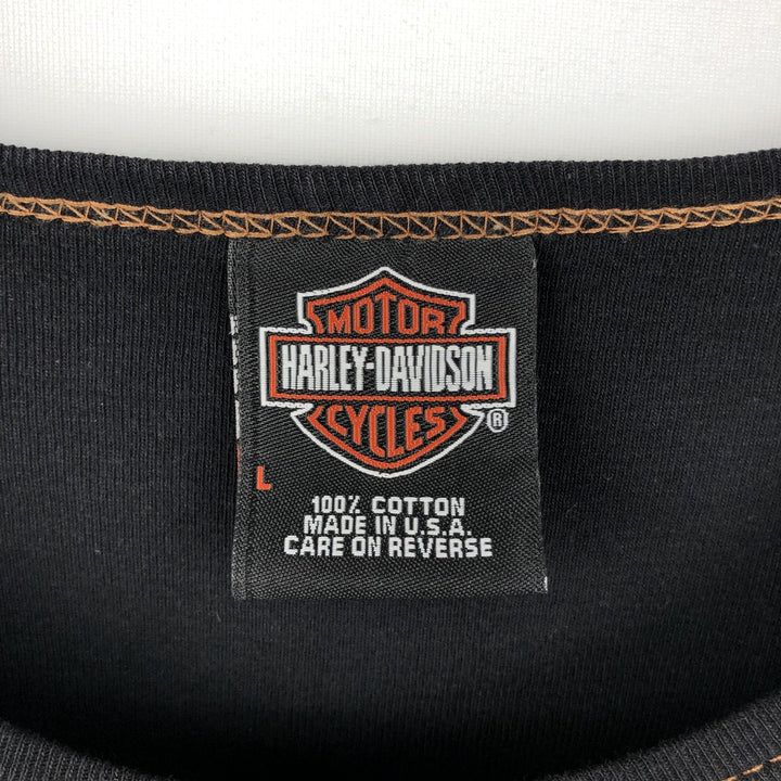 00'S Harley-Davidson Pin-up Girl Long Sleeve T-Shirt Made in USA Men's L size cotton black type Vintage Second Hand