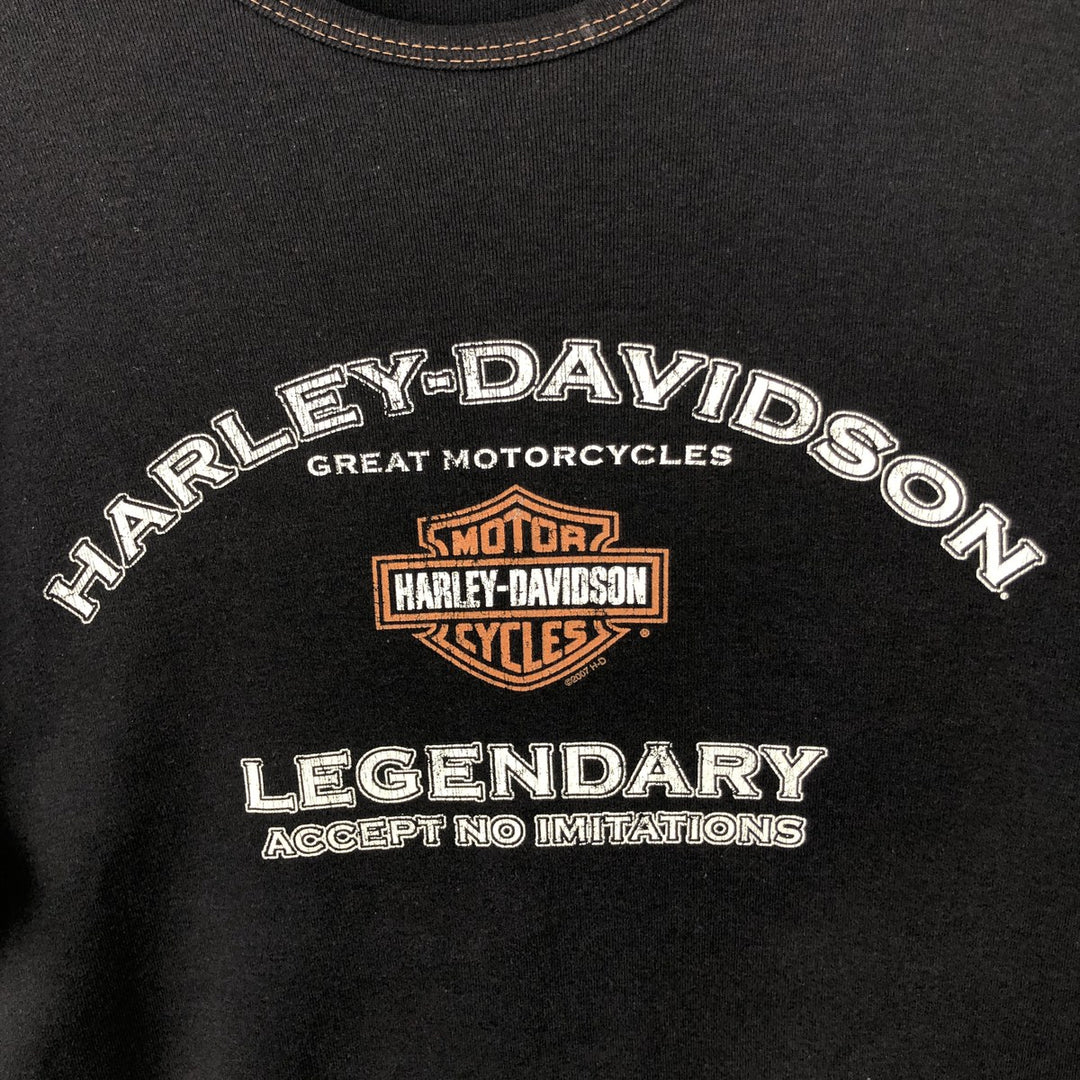 00'S Harley-Davidson Pin-up Girl Long Sleeve T-Shirt Made in USA Men's L size cotton black type Vintage Second Hand