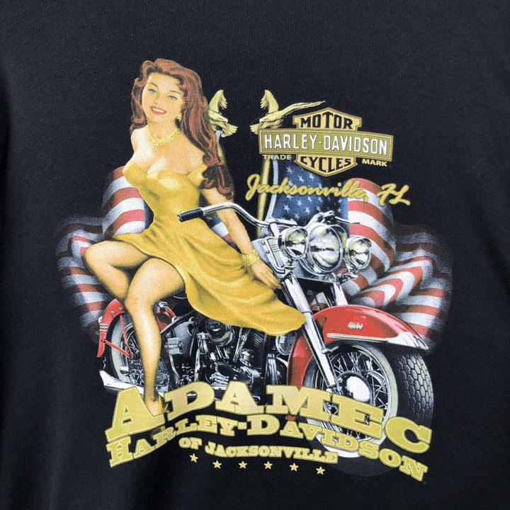 00'S Harley-Davidson Pin-up Girl Long Sleeve T-Shirt Made in USA Men's L size cotton black type Vintage Second Hand