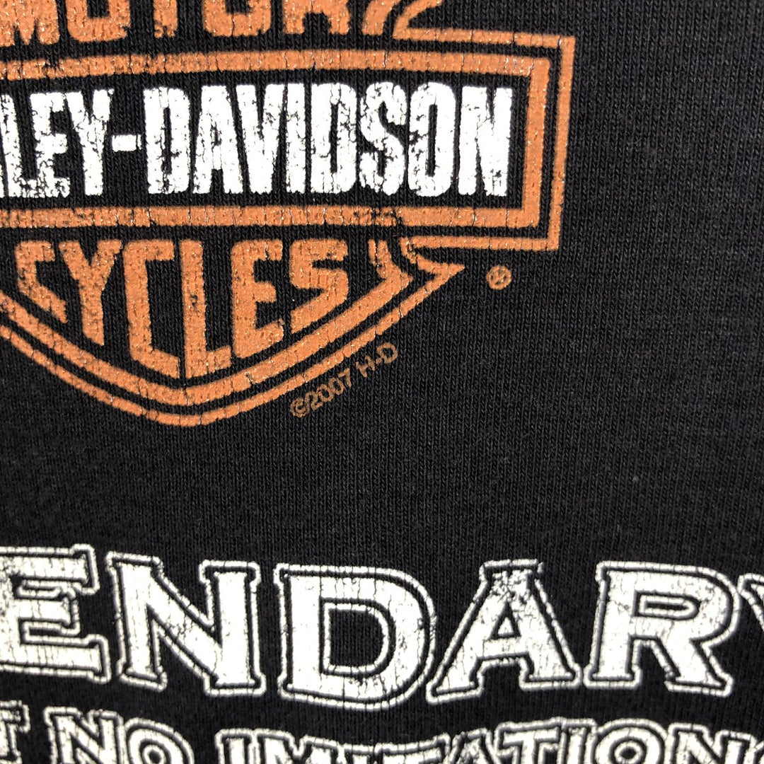 00'S Harley-Davidson Pin-up Girl Long Sleeve T-Shirt Made in USA Men's L size cotton black type Vintage Second Hand