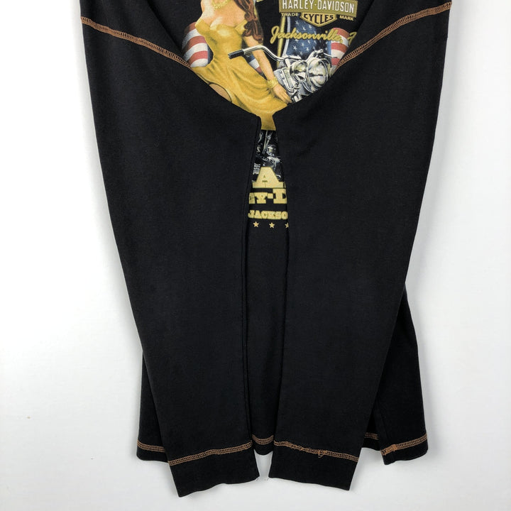 00'S Harley-Davidson Pin-up Girl Long Sleeve T-Shirt Made in USA Men's L size cotton black type Vintage Second Hand