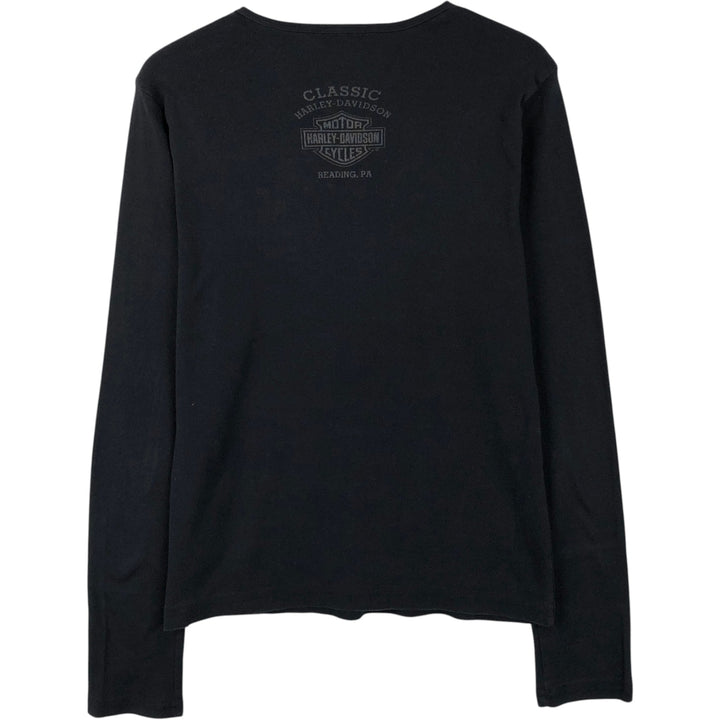 Harley-Davidson Long-Sleeve T-Shirt with Light Stones (Women's Size XL) cotton black type Vintage Second Hand