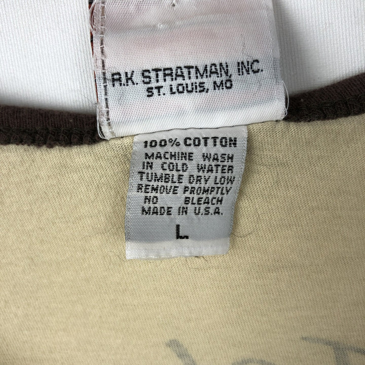 2000'S Harley-Davidson Tribal 3/4 Sleeve Raglan T-Shirt with Rhymestones, Made in USA, Women's Size L (approx.) cotton unbleached Vintage Second Hand