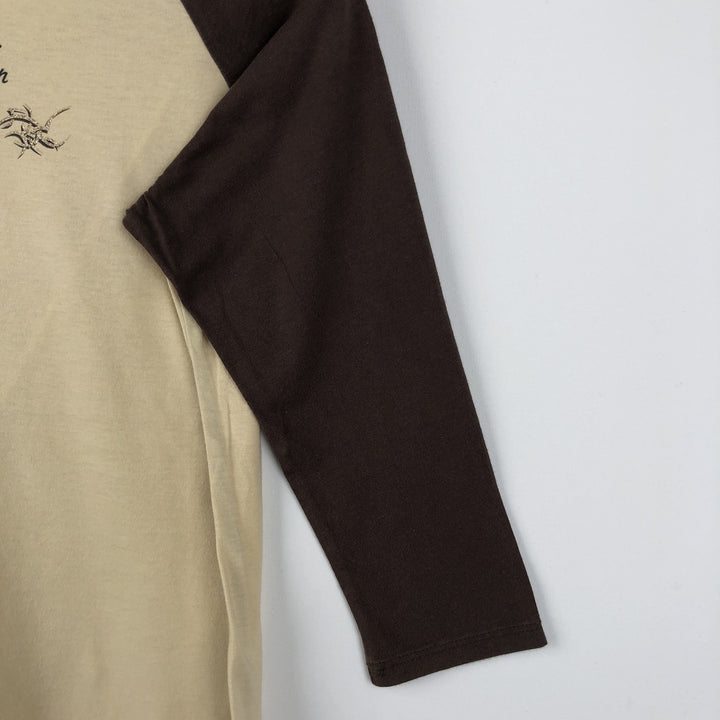 2000'S Harley-Davidson Tribal 3/4 Sleeve Raglan T-Shirt with Rhymestones, Made in USA, Women's Size L (approx.) cotton unbleached Vintage Second Hand