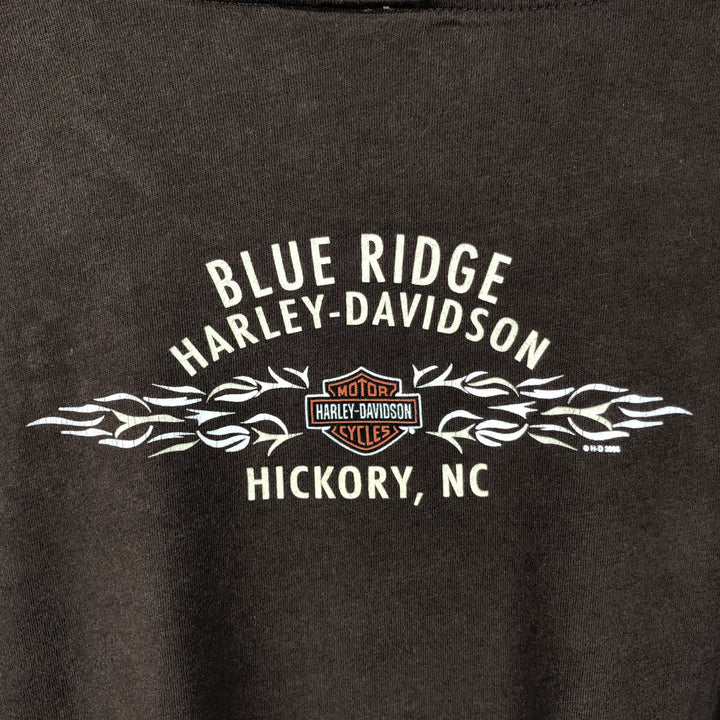 2000'S Harley-Davidson Floral Print V-Neck Long-Sleeve T-Shirt with Rhinestones (Women's XXL equivalent) cotton brown type Vintage Second Hand