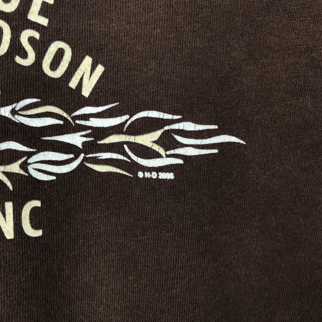 2000'S Harley-Davidson Floral Print V-Neck Long-Sleeve T-Shirt with Rhinestones (Women's XXL equivalent) cotton brown type Vintage Second Hand