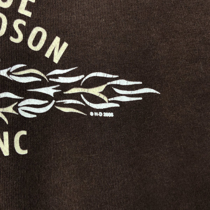 2000'S Harley-Davidson Floral Print V-Neck Long-Sleeve T-Shirt with Rhinestones (Women's XXL equivalent) cotton brown type Vintage Second Hand