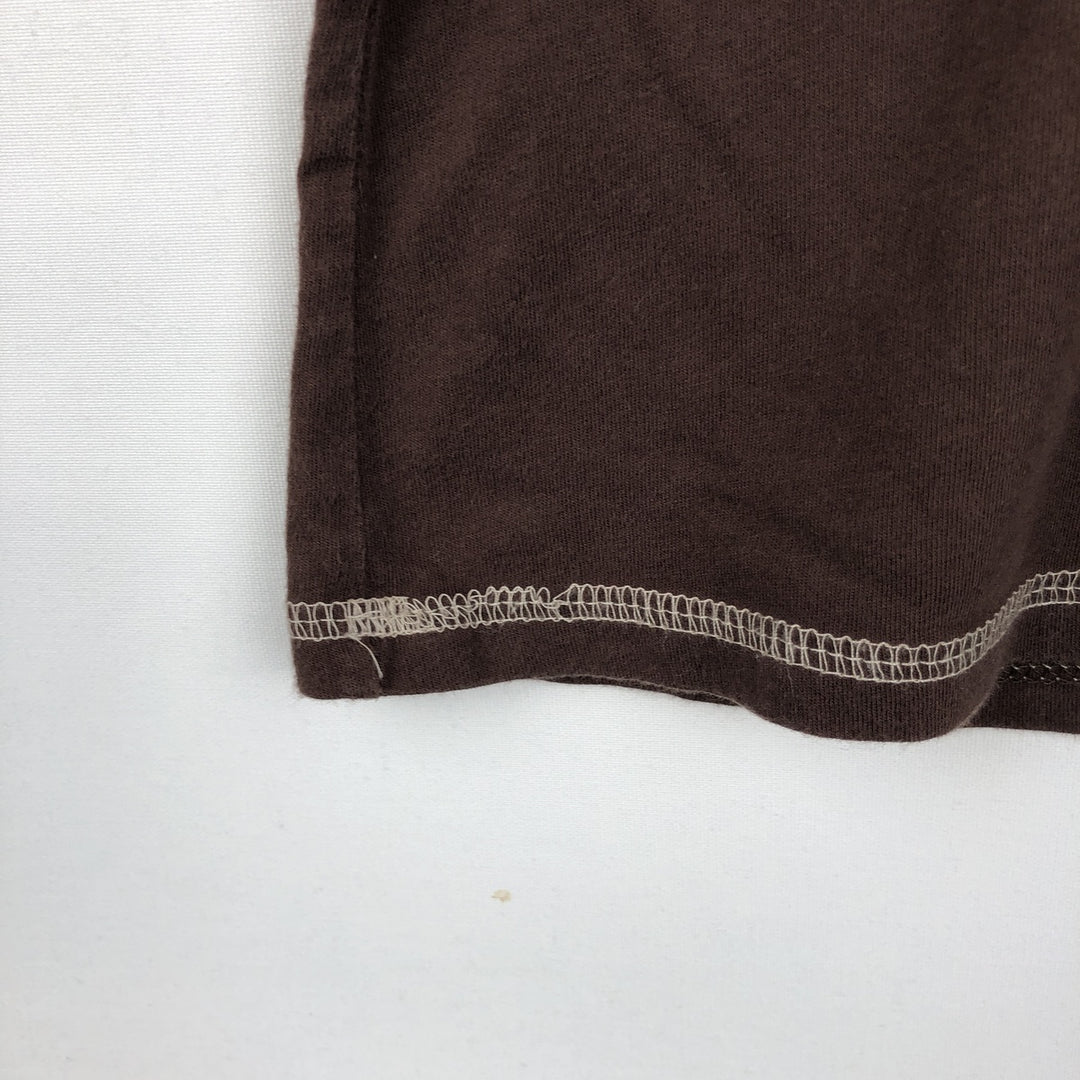2000'S Harley-Davidson Floral Print V-Neck Long-Sleeve T-Shirt with Rhinestones (Women's XXL equivalent) cotton brown type Vintage Second Hand