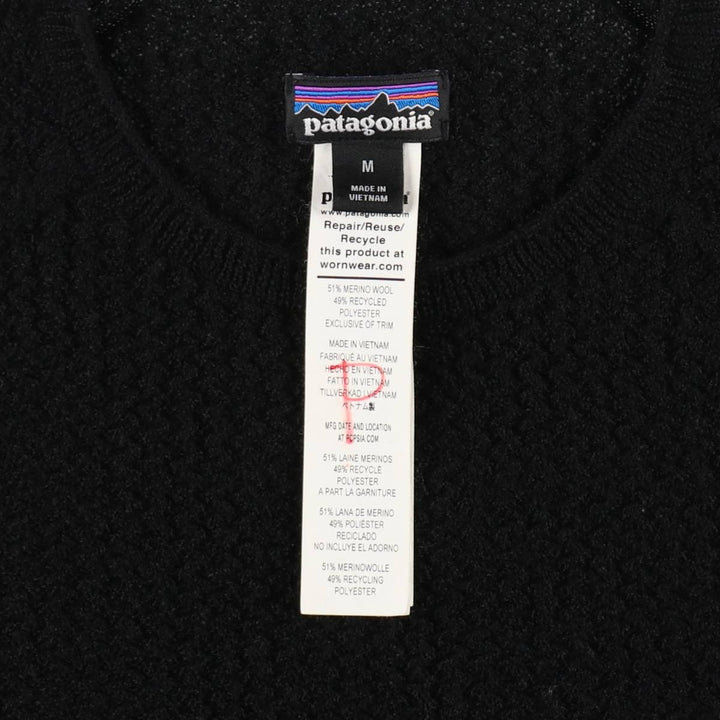 Patagonia Capilene Air Crew 36525FA23 Recycled Polyester x Merino Wool Knit Sweater, Women's Size M (approx.) Merino wool black type Vintage Second Hand