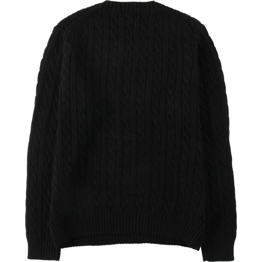 90s-00'S LLBean Cable Knit Cotton Sweater, Women's Size L (approx.), Vintage cotton black type Vintage Second Hand