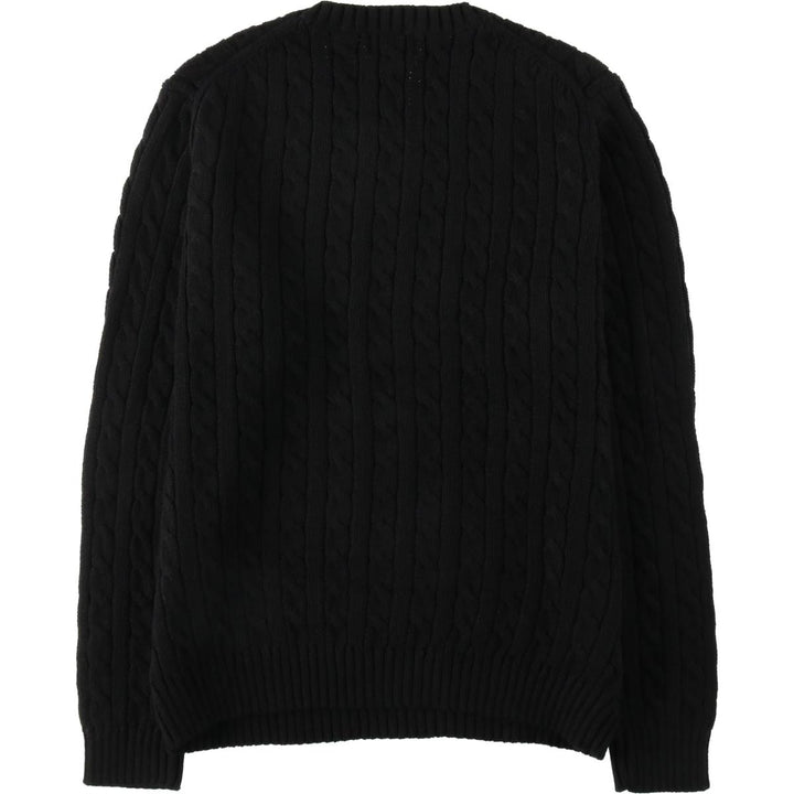 90s-00'S LLBean Cable Knit Cotton Sweater, Women's Size L (approx.), Vintage cotton black type Vintage Second Hand