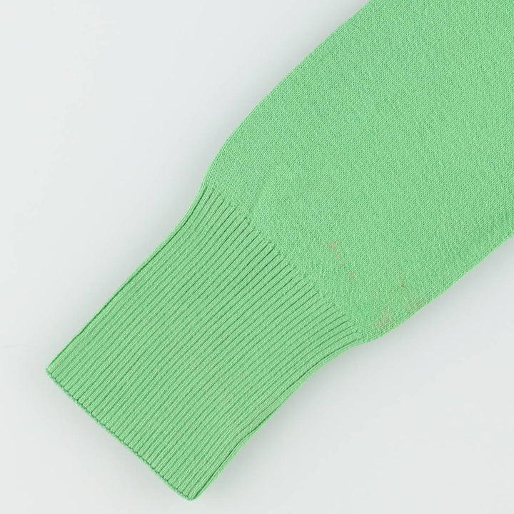 Lacoste (LACOSTE) French design V-neck cotton knit sweater, women's size M (approx.) cotton green type yellow green Vintage Second Hand