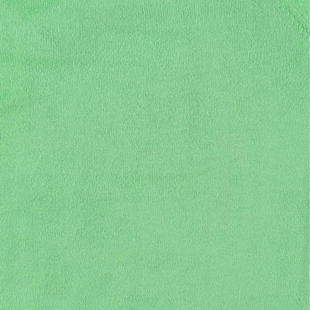 Lacoste (LACOSTE) French design V-neck cotton knit sweater, women's size M (approx.) cotton green type yellow green Vintage Second Hand