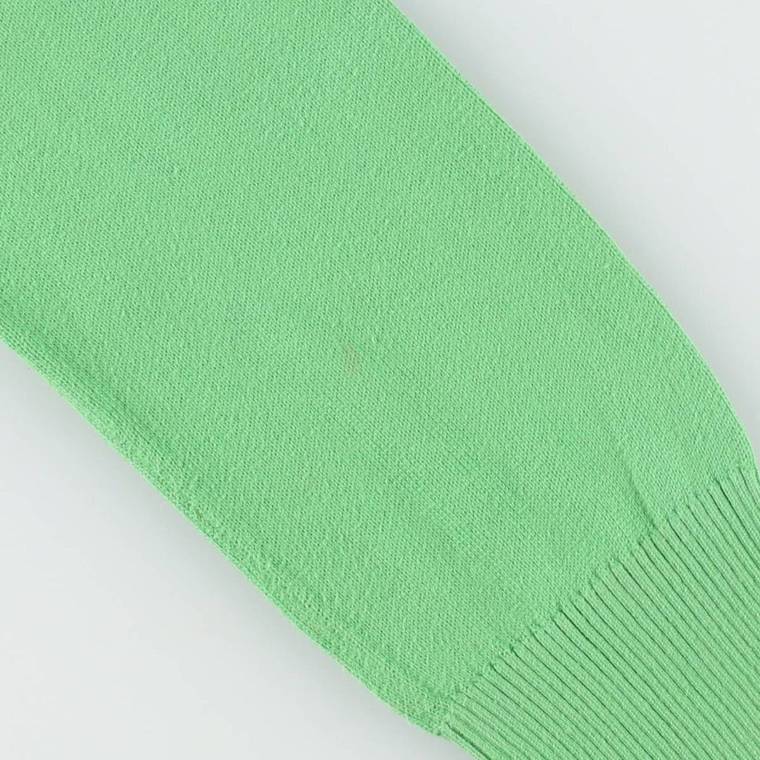 Lacoste (LACOSTE) French design V-neck cotton knit sweater, women's size M (approx.) cotton green type yellow green Vintage Second Hand