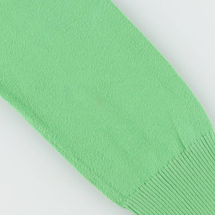 Lacoste (LACOSTE) French design V-neck cotton knit sweater, women's size M (approx.) cotton green type yellow green Vintage Second Hand