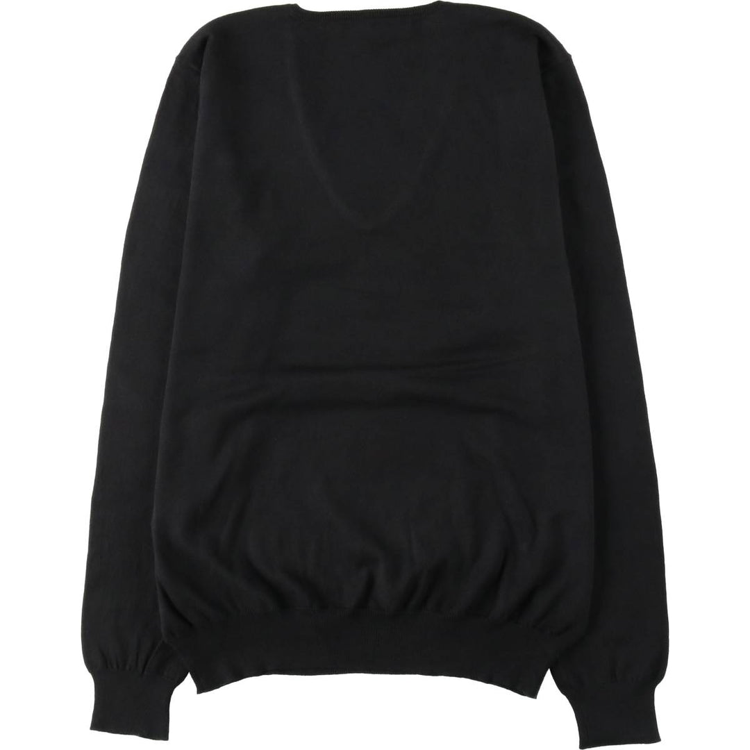 Ralph Lauren RALPH LAUREN SPORT V-neck Pima cotton knit sweater, women's size L (approx.) Pima Cotton black type Vintage Second Hand